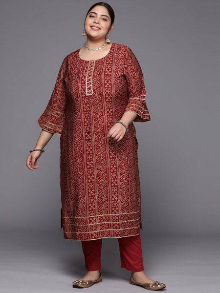 Memsaab Bandhani Bell Sleeves Kurta