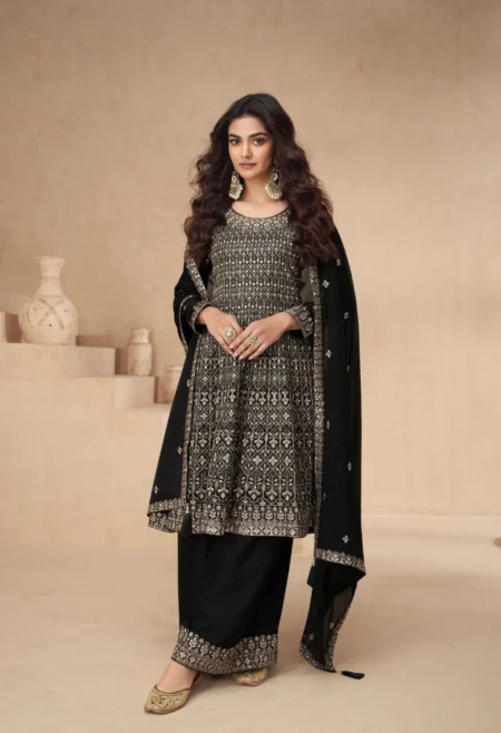 Memsaab Black Luxe Mirror Work Sharara Set