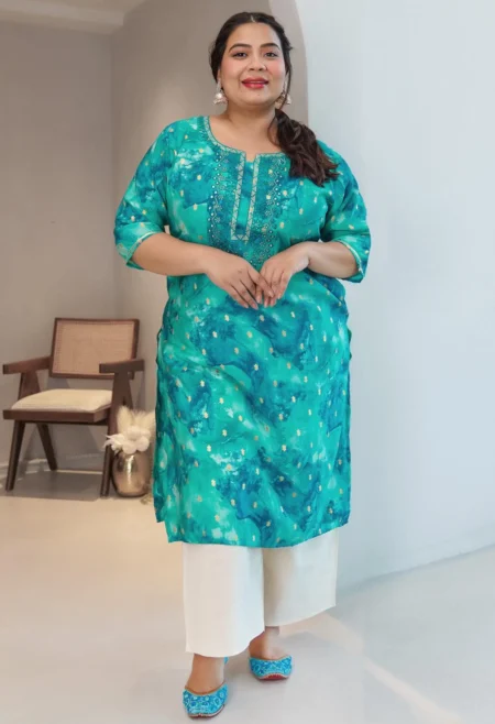 Memsaab Blue Abstract Printed Kurta