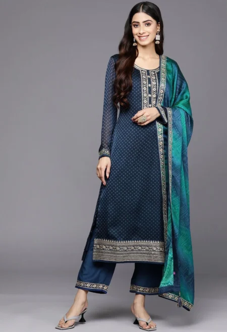 Memsaab Blue Bandhani Printed Kurta Set