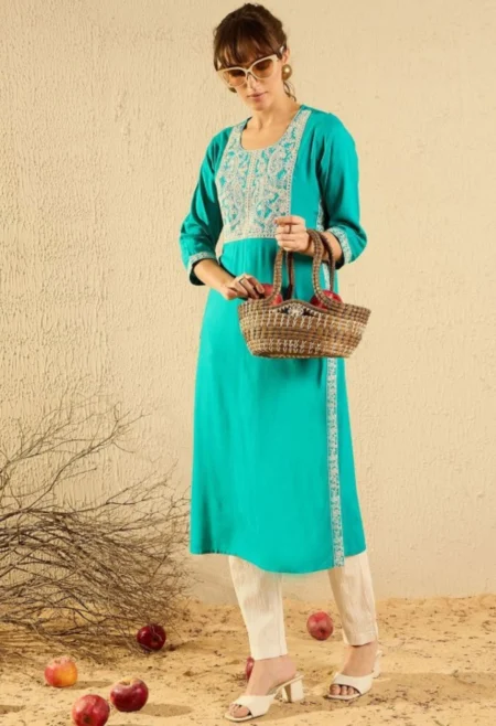 Memsaab Sea Green Anarkali Kurta