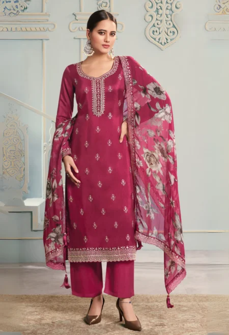 Memsaab Cherry Embroidery Georgette Floral Kurta Set