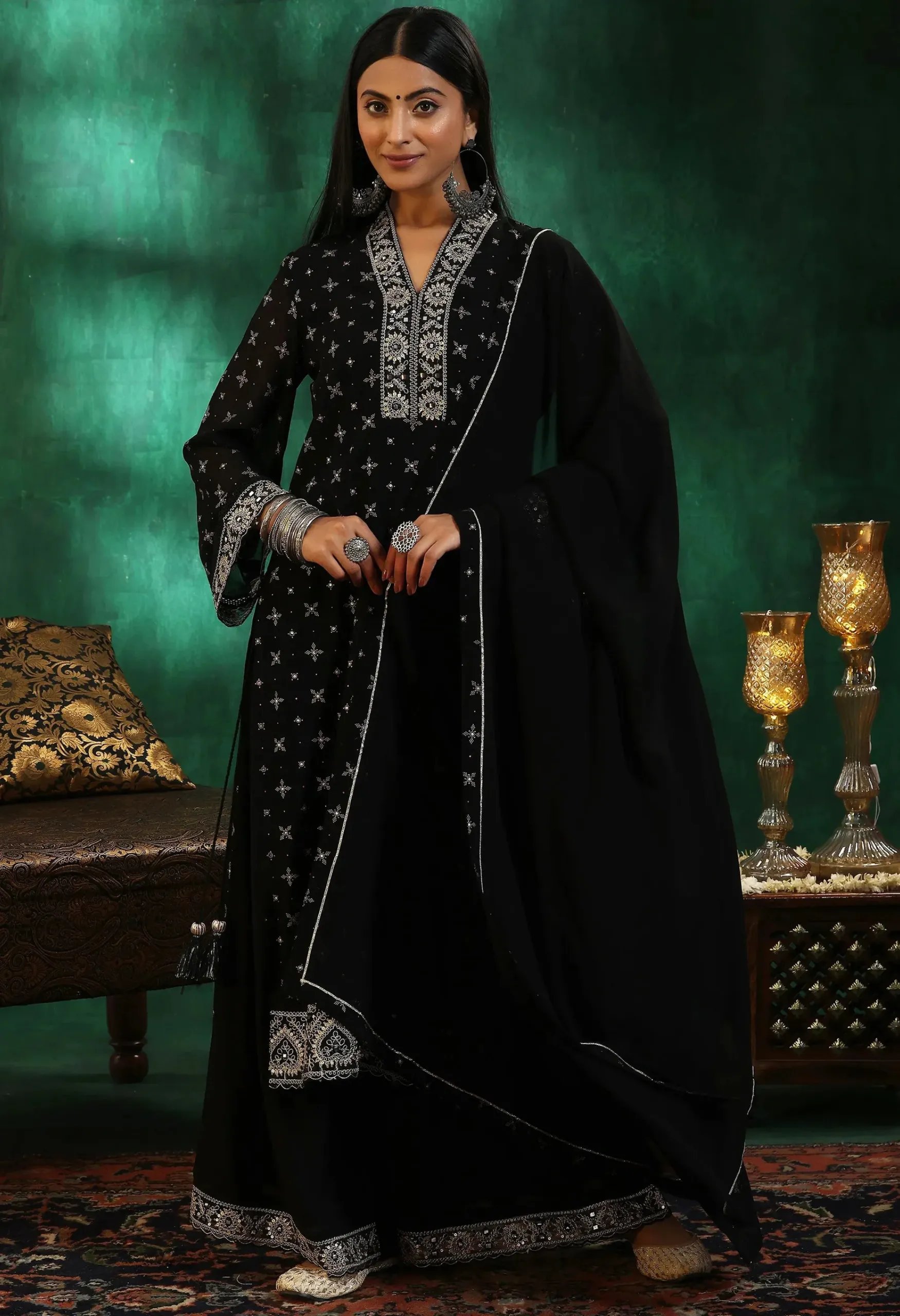 Memsaab Elegant Black Georgette Salwar Set