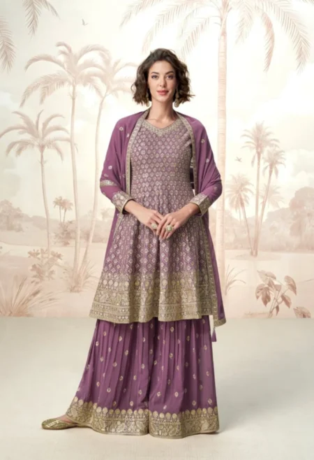 Memsaab Elegant Lavender Sharara Suit