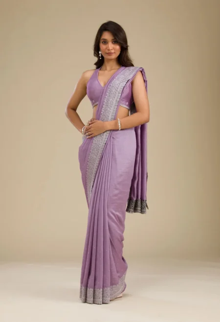 Memsaab Elegant Purple Zari Soft Silk Saree