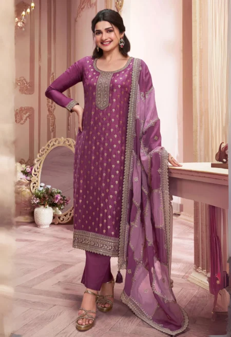 Memsaab Lavender Dola Jacquard Sequined Kurta Set