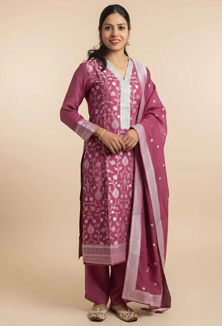 Memsaab Lavender Silk Kurta Set