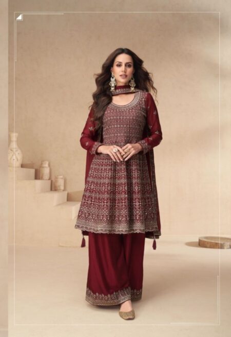 Memsaab Maroon Majestic Mirror Work Sharara Set