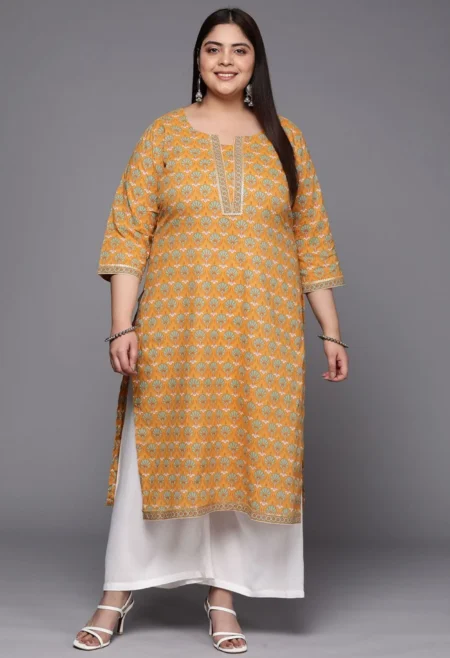 Memsaab Mustard Gotta Patti Pure Cotton Kurta