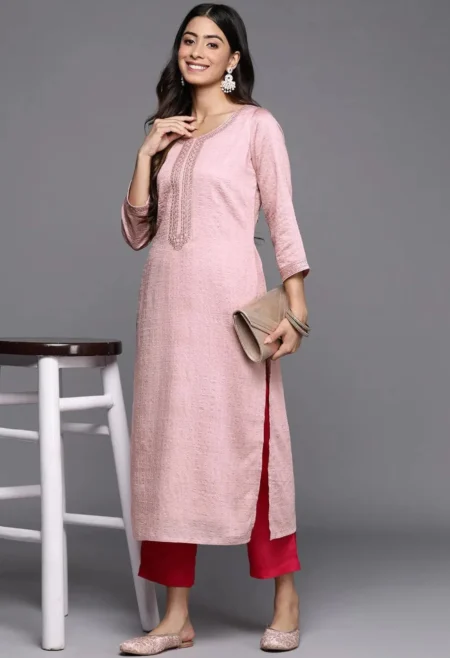 Memsaab Pink Pastels Dobby Kurta