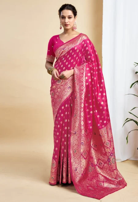 Memsaab Radiant Rani Pink Banarasi Silk Saree