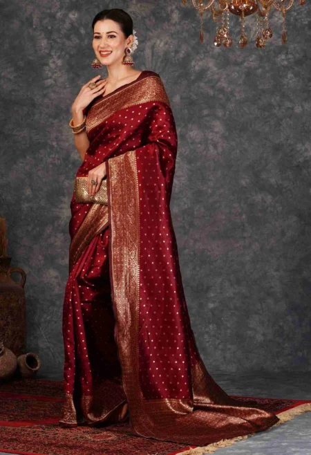 Memsaab Regal Maroon Banarasi Silk Saree