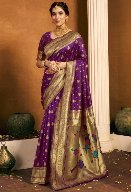 Purple Paithani Silk Saree