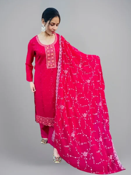 magenta pink georgette palazzo suit