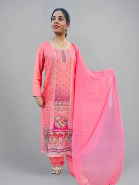 Memsaab Graceful Peach Muslin Palazzo Suit