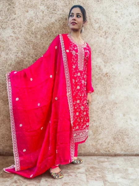 Memsaab Luxe Pink Silk Palazzo Suit