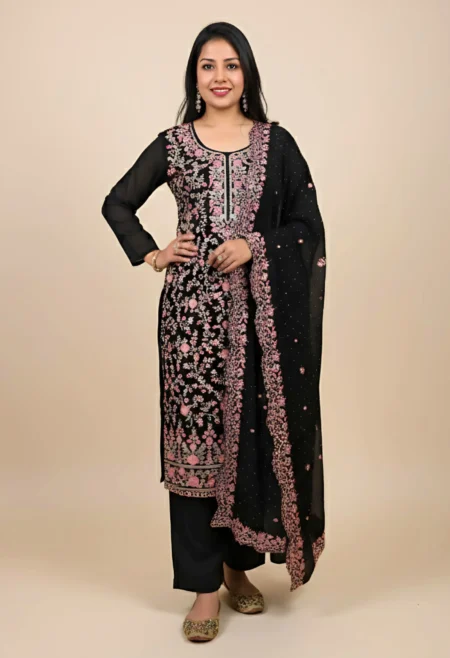 Memsaab Black Handwork Kurta Set