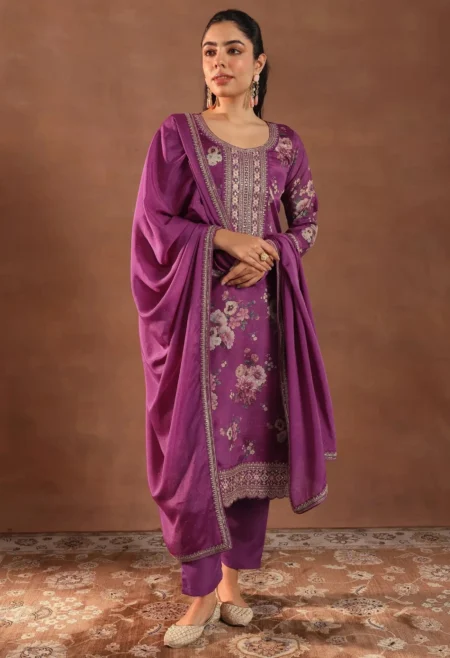Memsaab Burgundy & Beige Printed Kurta Set