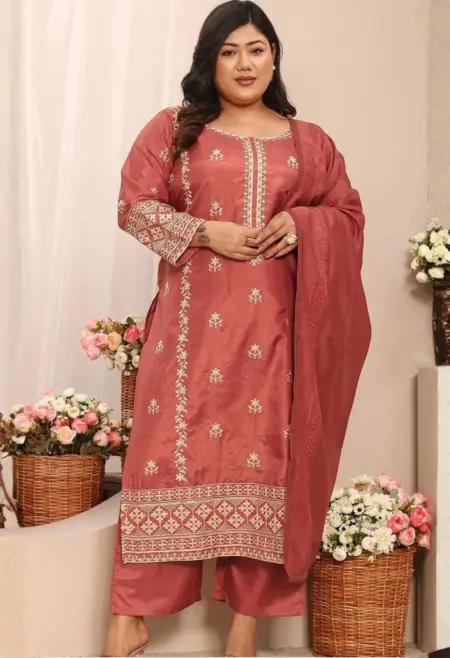 Memsaab Coral Embroidered Kurta Set