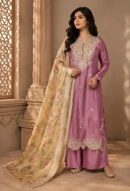 Memsaab Lilac Gotta Patti Suit Set