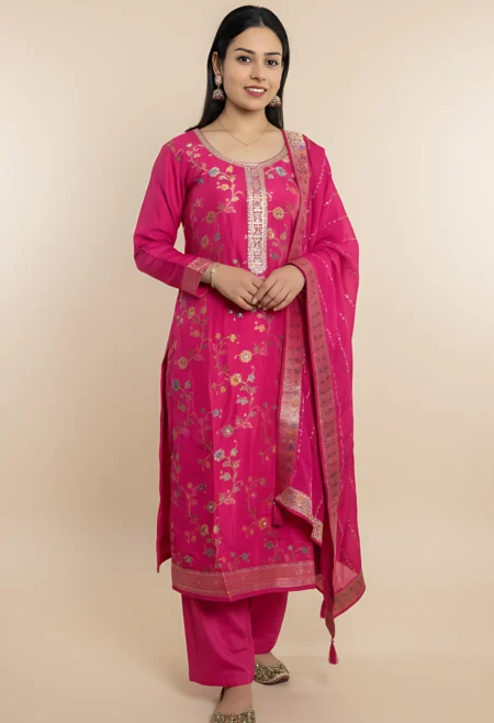 Memsaab Magenta Pink Silk Kurta Set