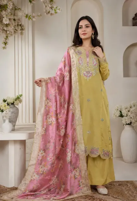 Memsaab Mustard Yellow Gotta Patti Suit Set