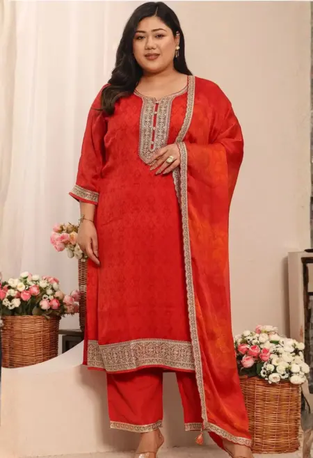 Memsaab Red Printed Kurta Set