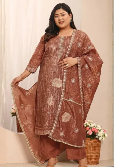 Memsaab Rust Self Design Kurta Set