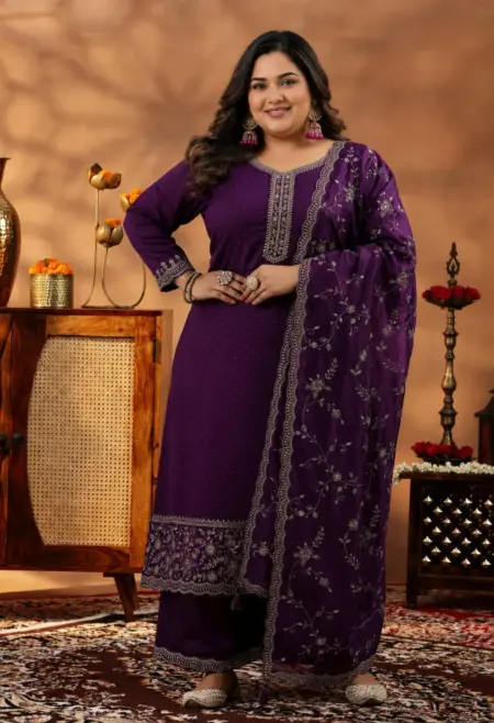Purple Kurta Palazzos Set
