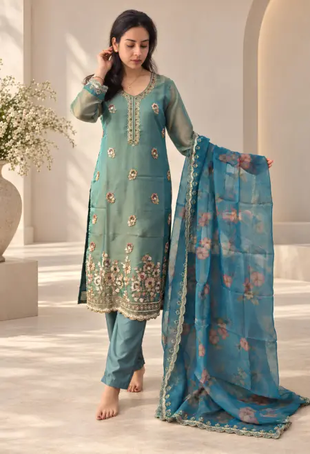 Sea Green Floral Suit NZ