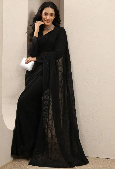 black georgette saree