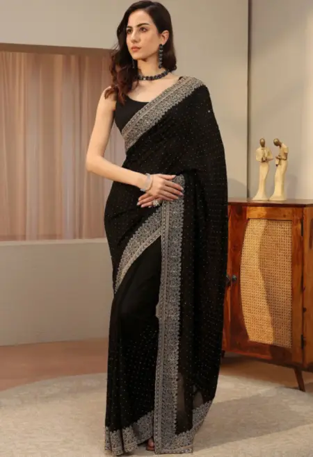black silk saree
