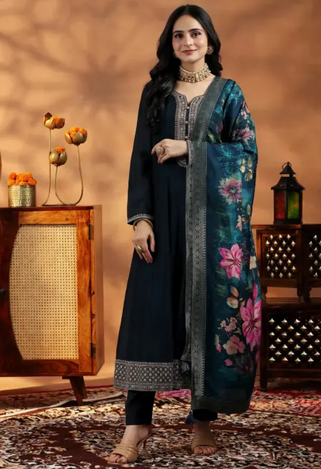 blue Anarkali suit