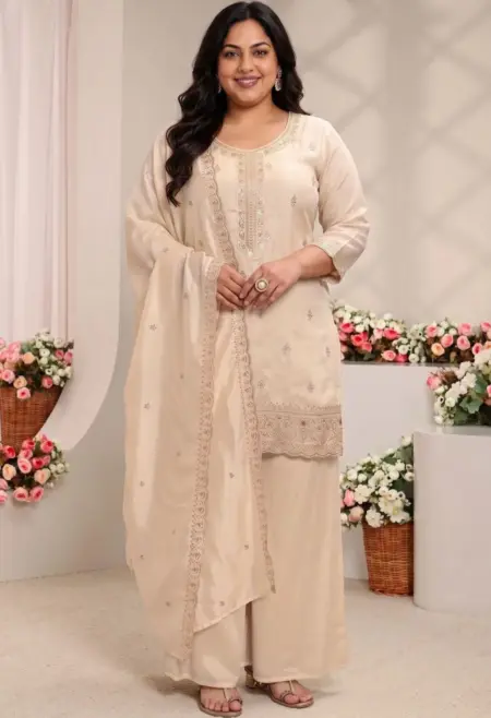 cream plus size sharara set