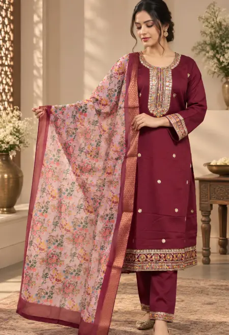 deep rose pink rayon suit