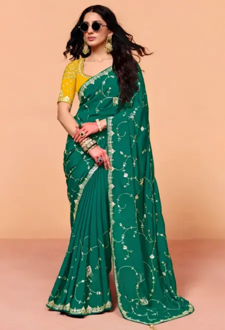 green natural crepe saree