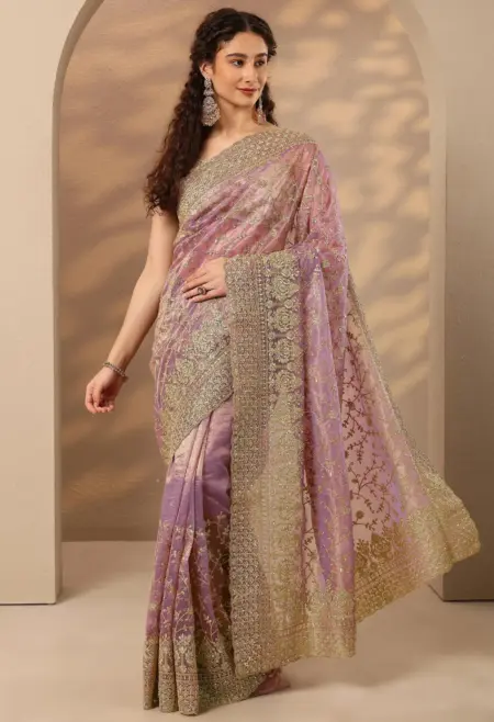 lavender nylon saree
