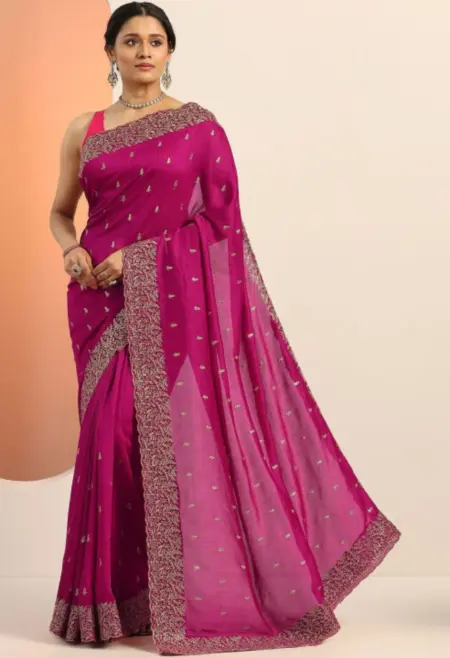 magenta silk saree