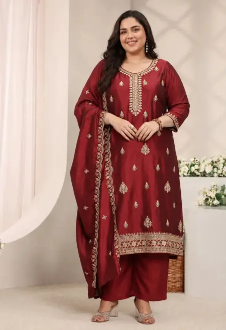 maroon ethnic suit set
