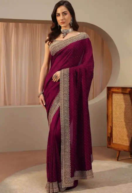 maroon silk saree
