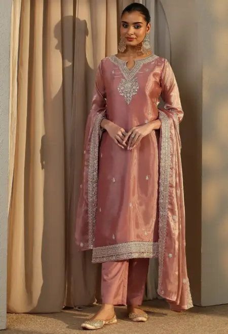 pink organza suit set