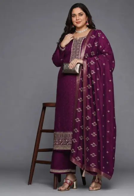 purple embroidered suit set