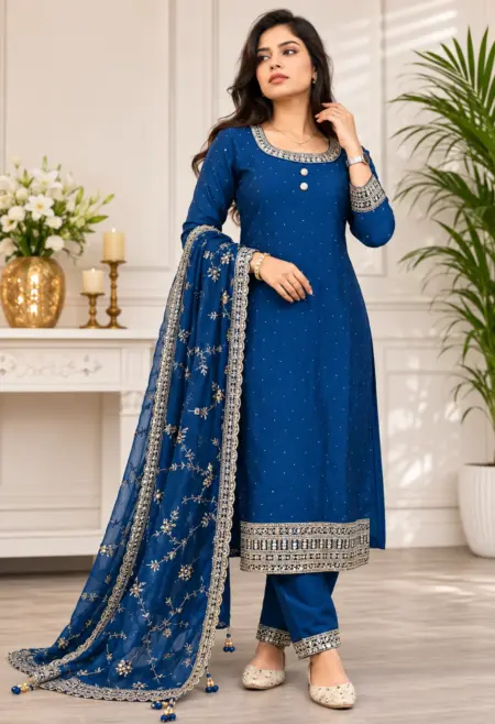 royal blue silk suit