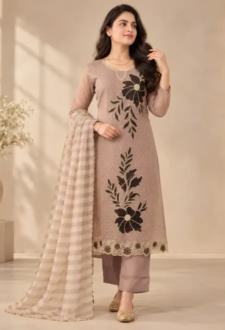 soft lavender floral kurta set