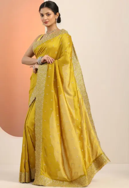 yellow silk saree